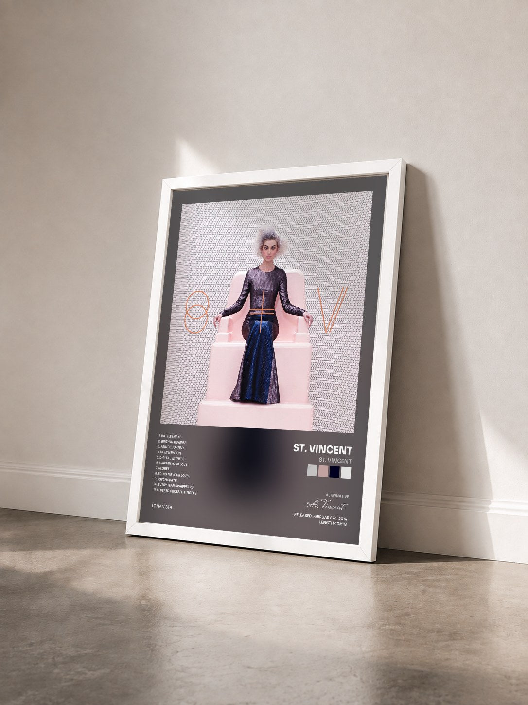 #blanc Tableau de l'album St. Vincent de St. Vincent vu de trois quarts, cadre blanc