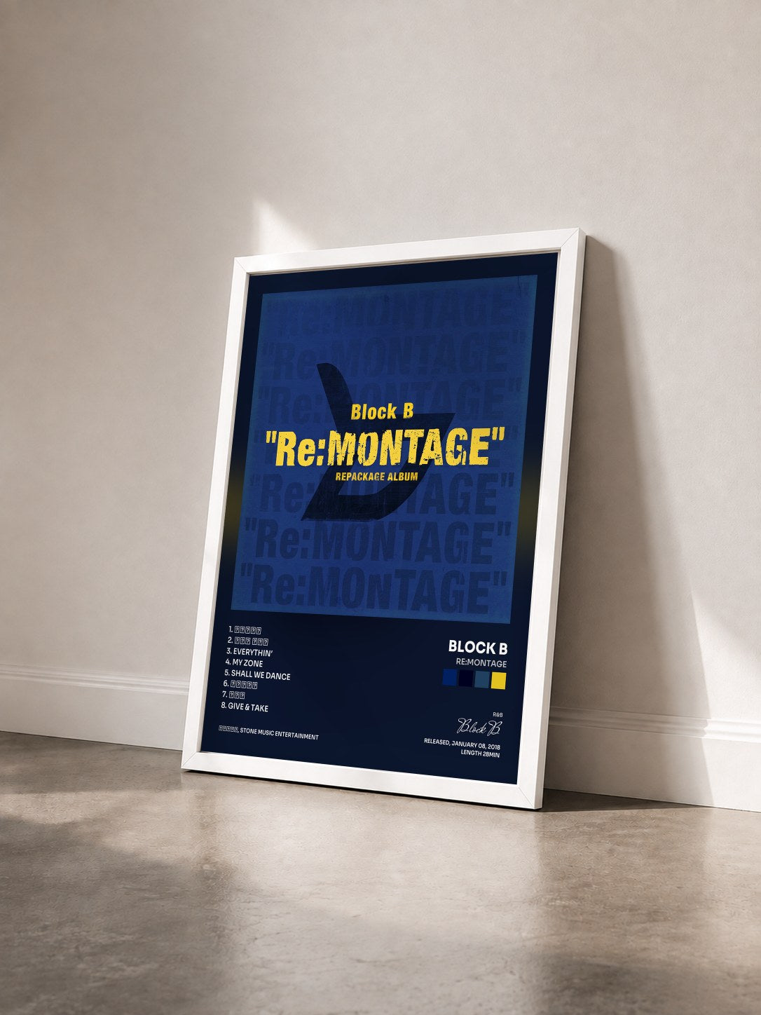 #blanc Tableau de l'album Re:MONTAGE de Block B vu de trois quarts, cadre blanc