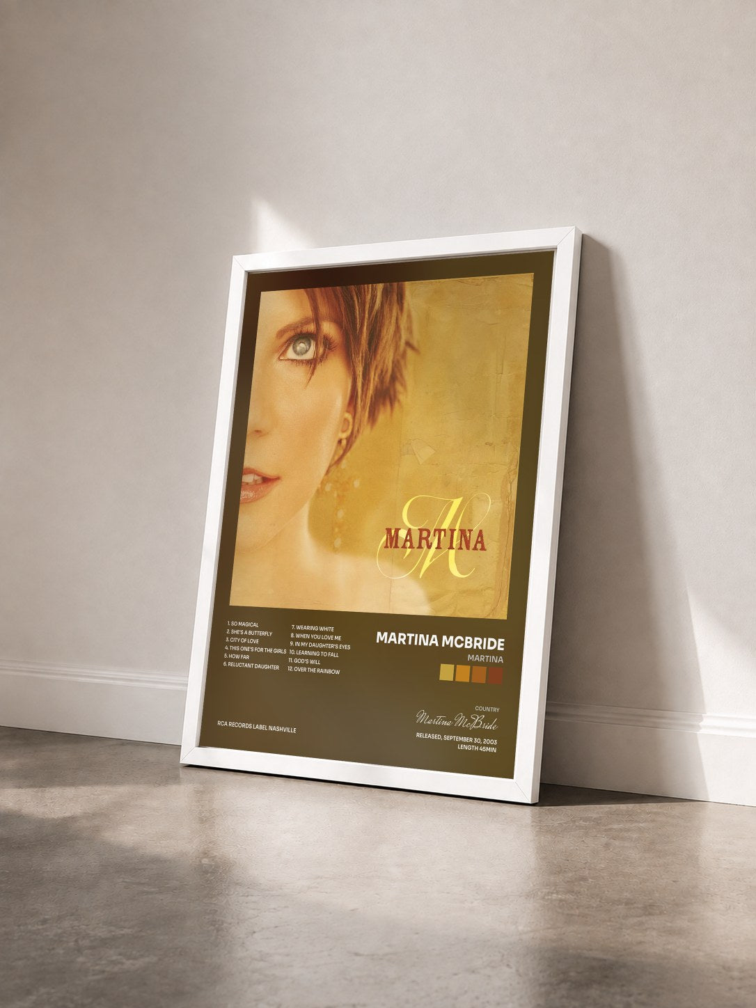 #blanc Tableau de l'album Martina de Martina McBride vu de trois quarts, cadre blanc