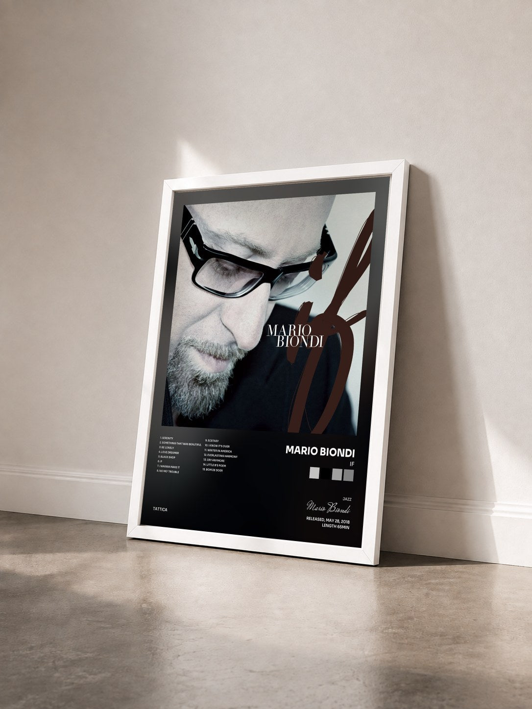 #blanc Tableau de l'album If de Mario Biondi vu de trois quarts, cadre blanc