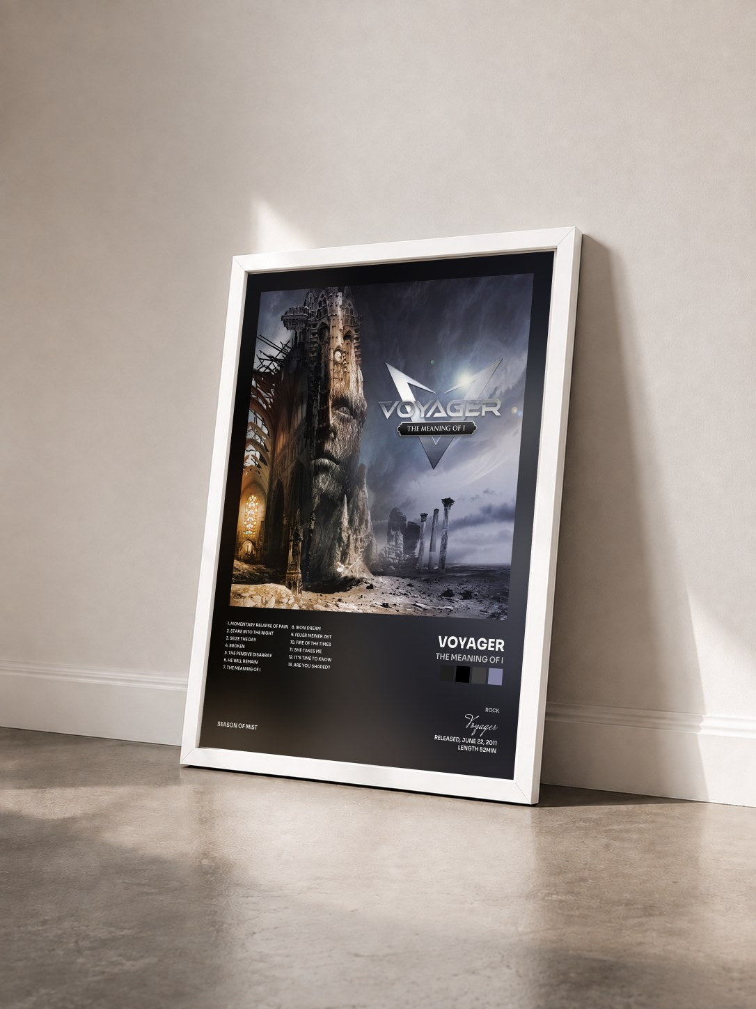 #blanc Tableau de l'album The Meaning of I de Voyager vu de trois quarts, cadre blanc