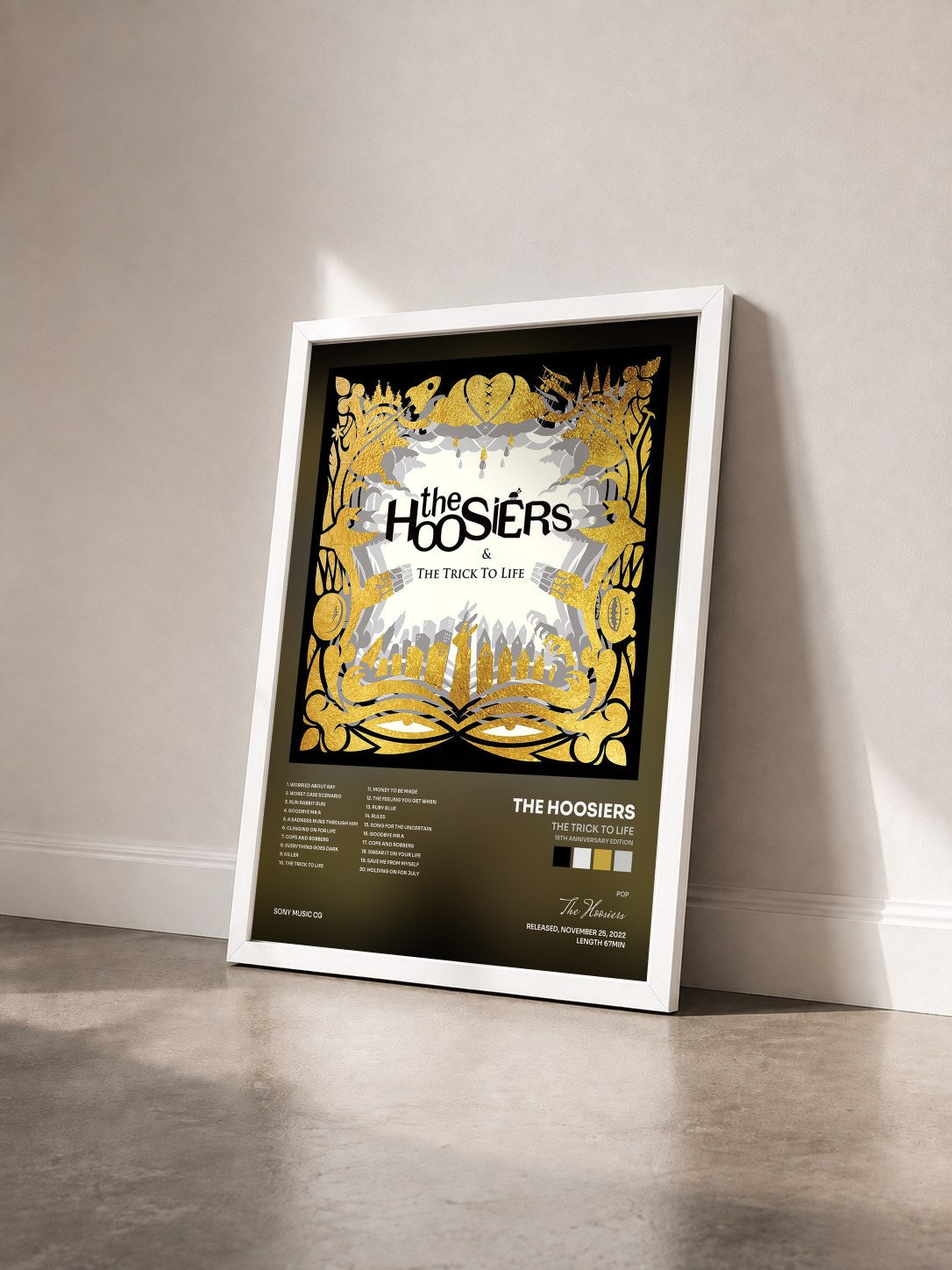 #blanc Tableau de l'album The Trick to Life (15th Anniversary Edition) de The Hoosiers vu de trois quarts, cadre blanc
