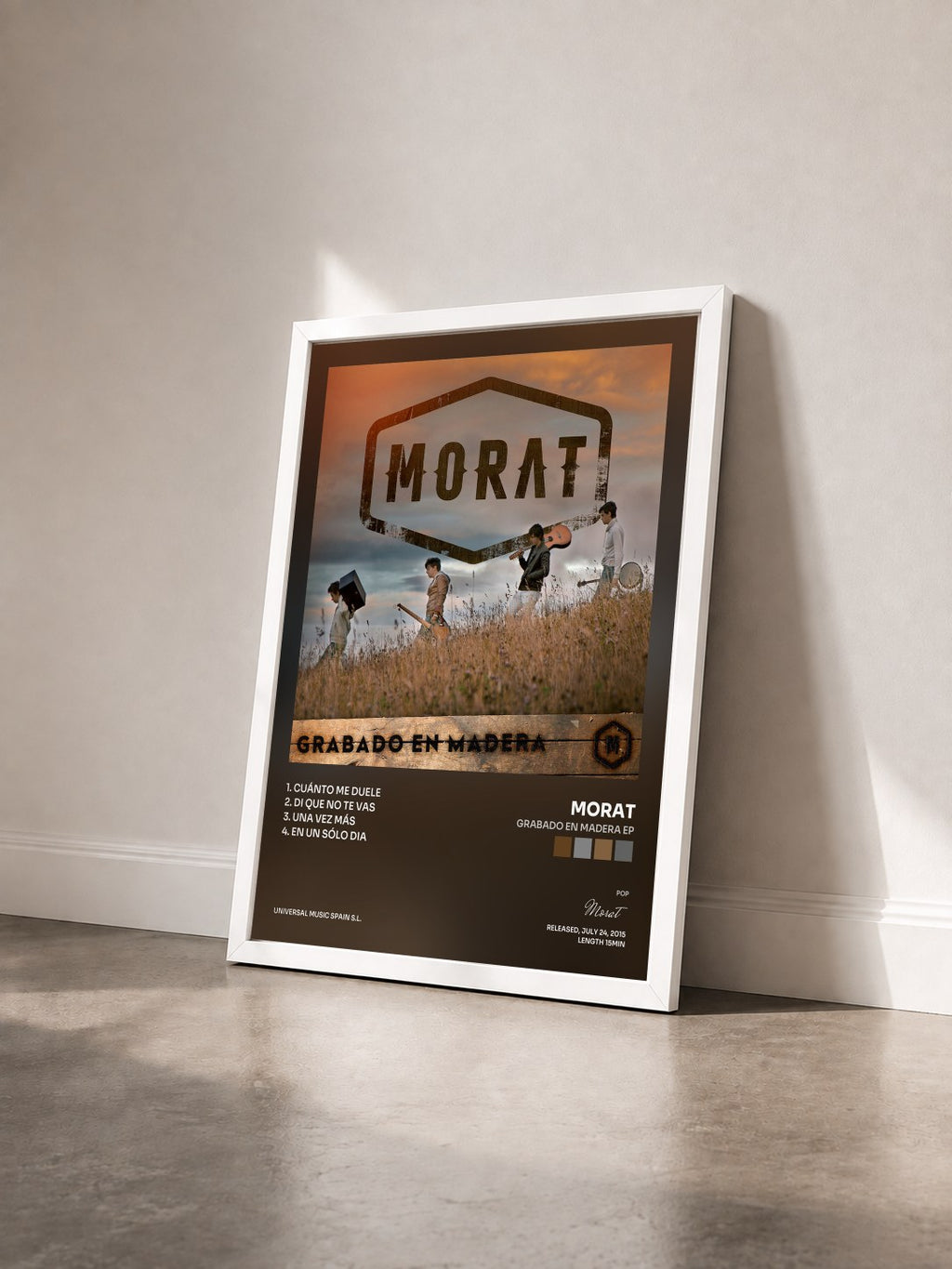 #blanc Tableau de l'album Grabado En Madera EP de Morat vu de trois quarts, cadre blanc