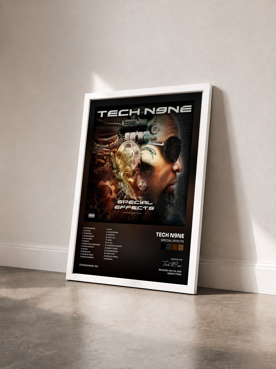 #blanc Tableau de l'album Special Effects de Tech N9ne vu de trois quarts, cadre blanc
