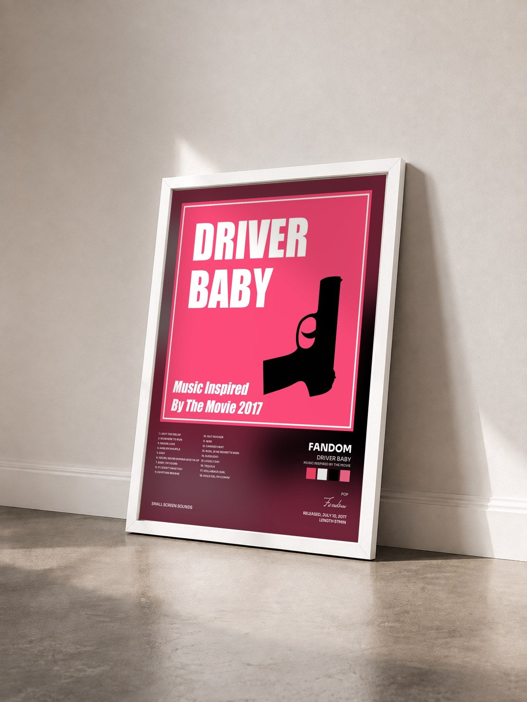 #blanc Tableau de l'album Driver Baby (Music Inspired by the Movie) de Fandom vu de trois quarts, cadre blanc