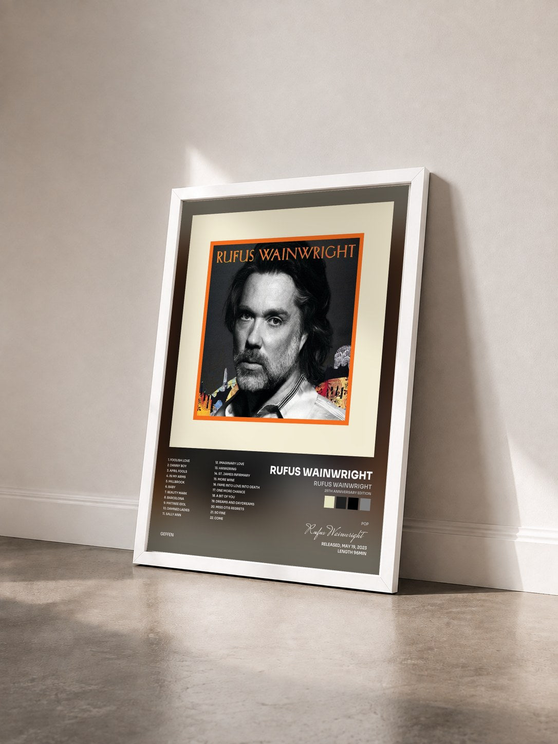 #blanc Tableau de l'album Rufus Wainwright (25th Anniversary Edition) de Rufus Wainwright vu de trois quarts, cadre blanc