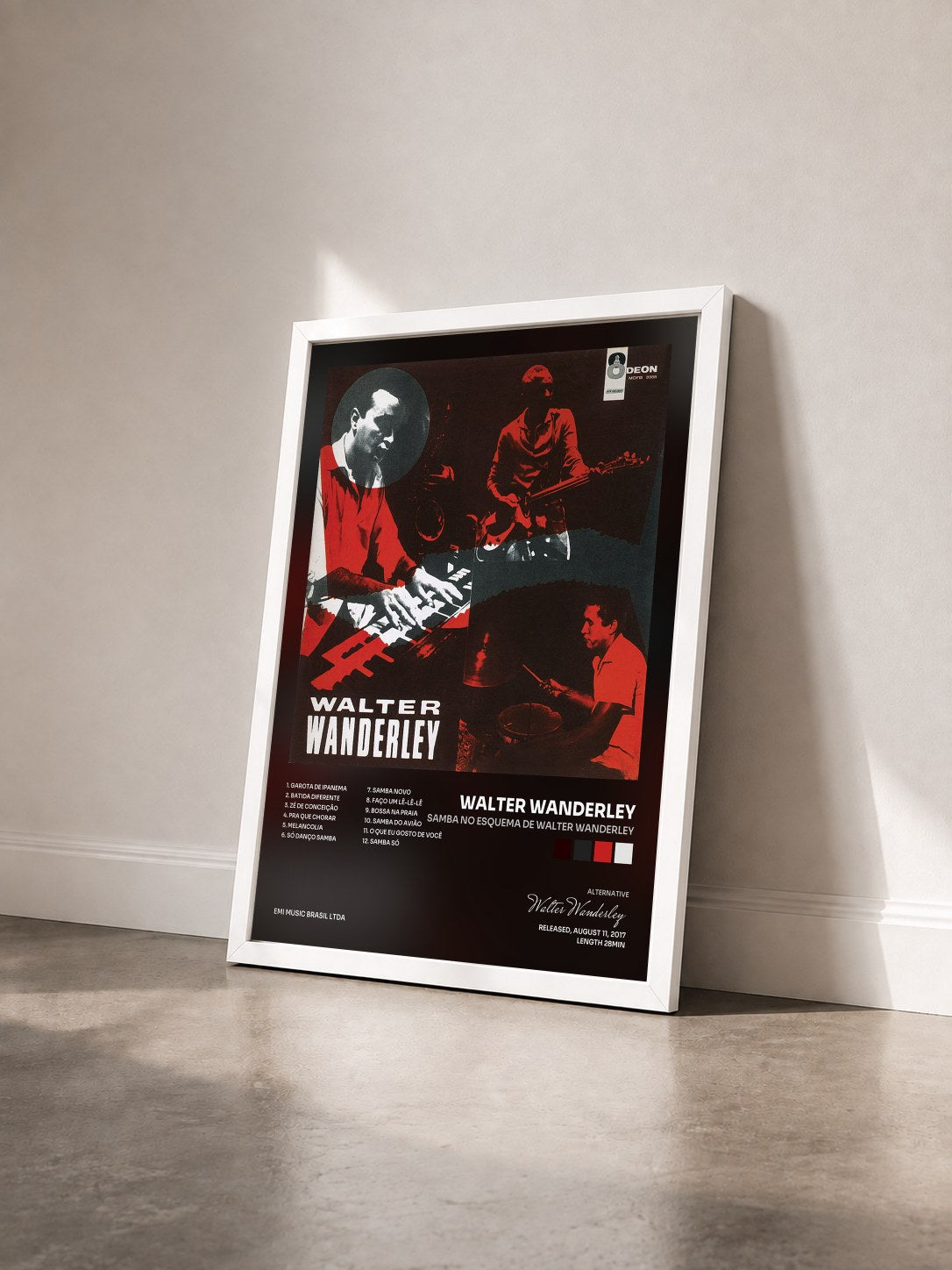 #blanc Tableau de l'album Samba No Esquema De Walter Wanderley de Walter Wanderley vu de trois quarts, cadre blanc