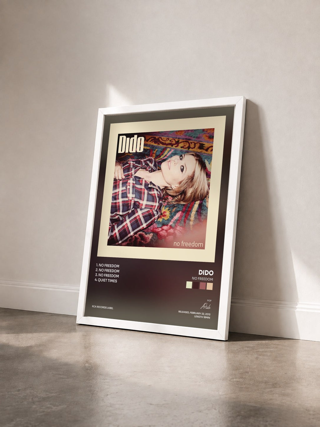 #blanc Tableau de l'album No Freedom de Dido vu de trois quarts, cadre blanc