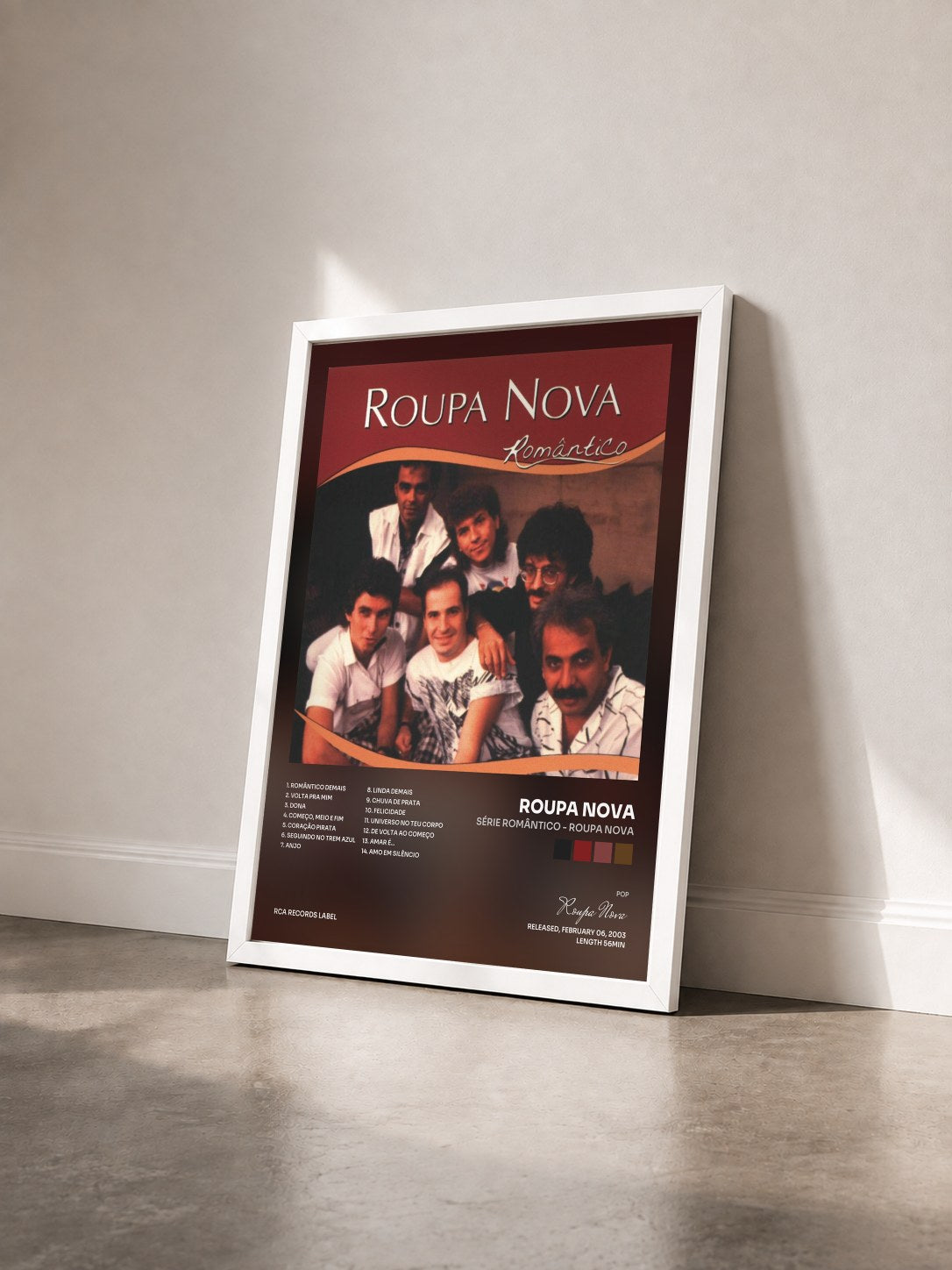 #blanc Tableau de l'album Série Romântico - Roupa Nova de Roupa Nova vu de trois quarts, cadre blanc