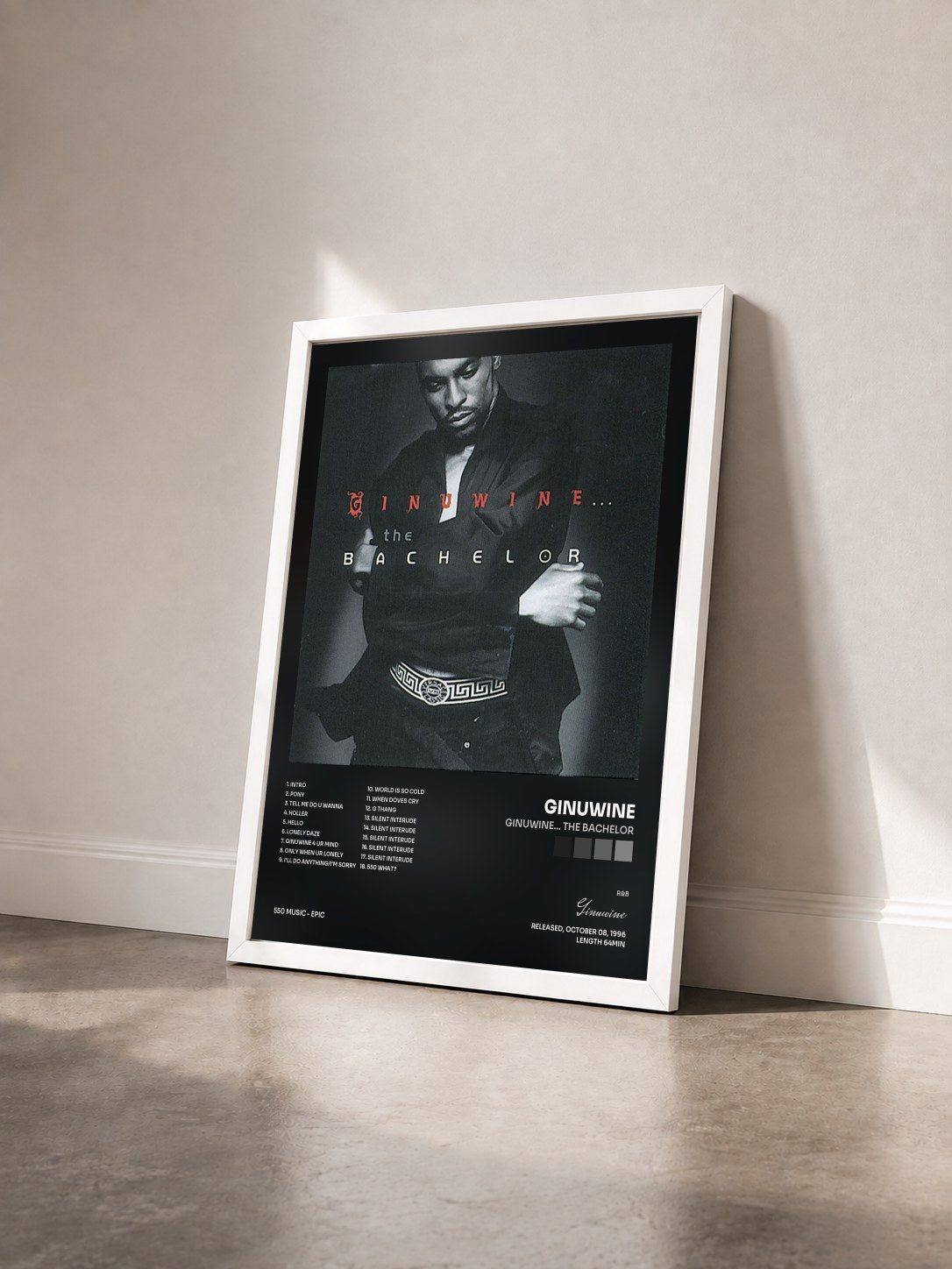 #blanc Tableau de l'album Ginuwine... The Bachelor de Ginuwine vu de trois quarts, cadre blanc