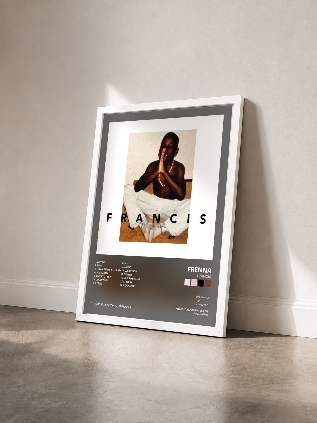 #blanc Tableau de l'album Francis de Frenna vu de trois quarts, cadre blanc