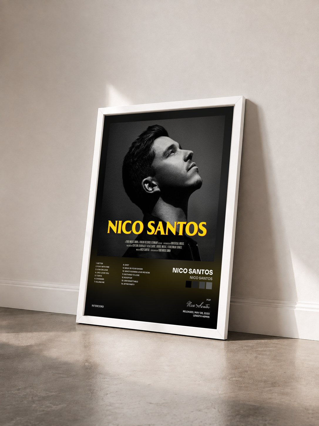 #blanc Tableau de l'album Nico Santos de Nico Santos vu de trois quarts, cadre blanc