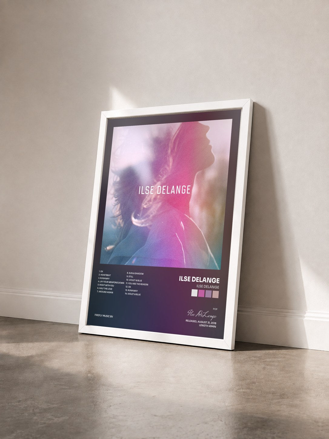 #blanc Tableau de l'album Ilse DeLange de Ilse DeLange vu de trois quarts, cadre blanc