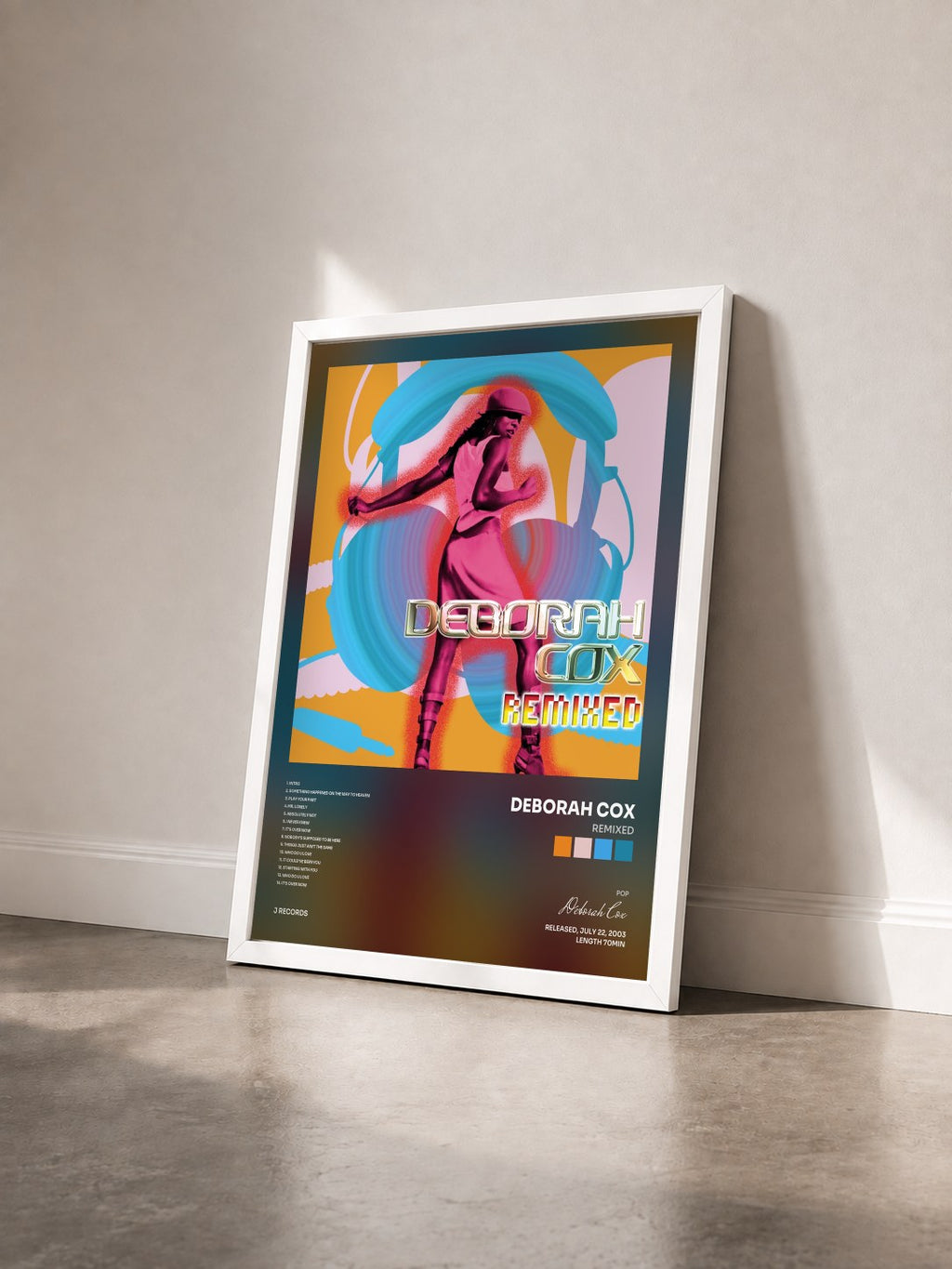 #blanc Remixed by Deborah Cox as a framed art print seen at an angle, white frame