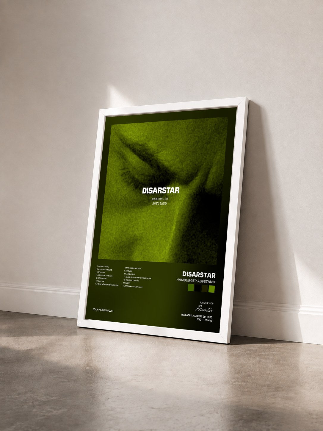 #blanc Tableau de l'album Hamburger Aufstand de Disarstar vu de trois quarts, cadre blanc