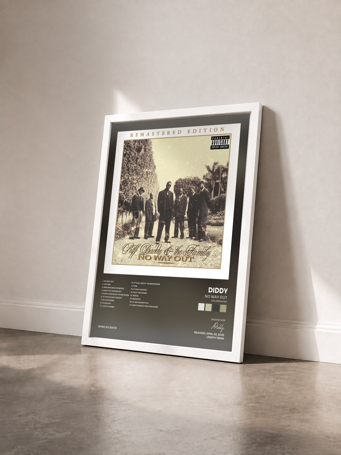 #blanc Tableau de l'album No Way Out (2014 Remaster) de Diddy vu de trois quarts, cadre blanc