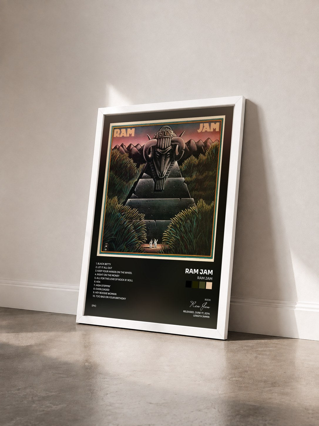 #blanc Tableau de l'album Ram Jam de Ram Jam vu de trois quarts, cadre blanc