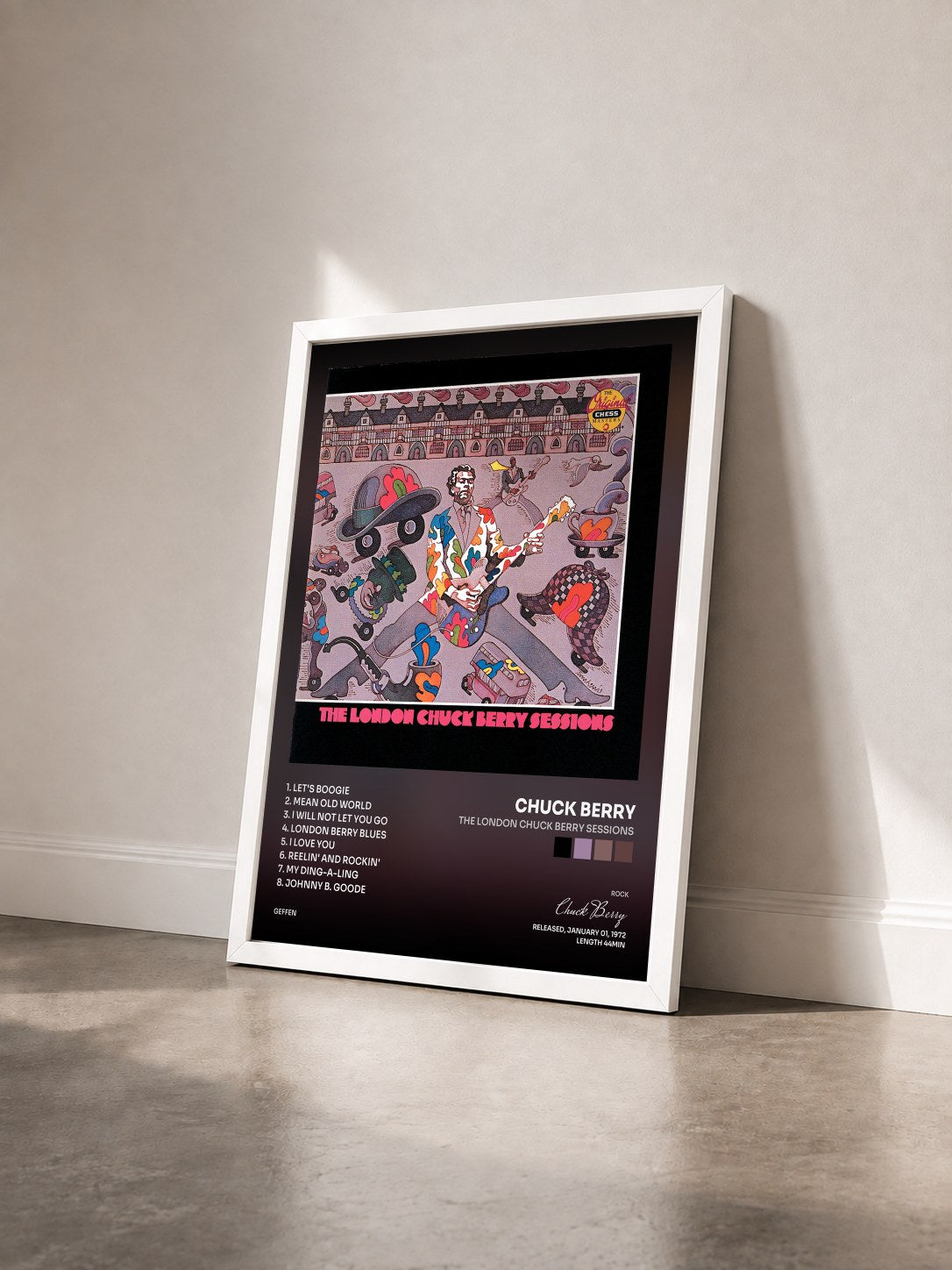 #blanc Tableau de l'album The London Chuck Berry Sessions de Chuck Berry vu de trois quarts, cadre blanc