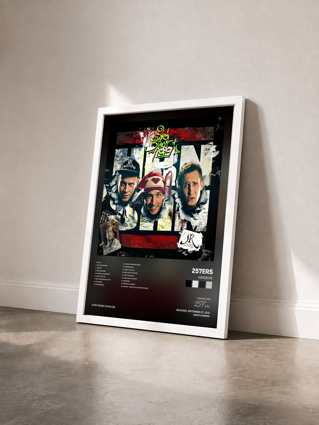 #blanc Tableau de l'album HRNSHN de 257ers vu de trois quarts, cadre blanc