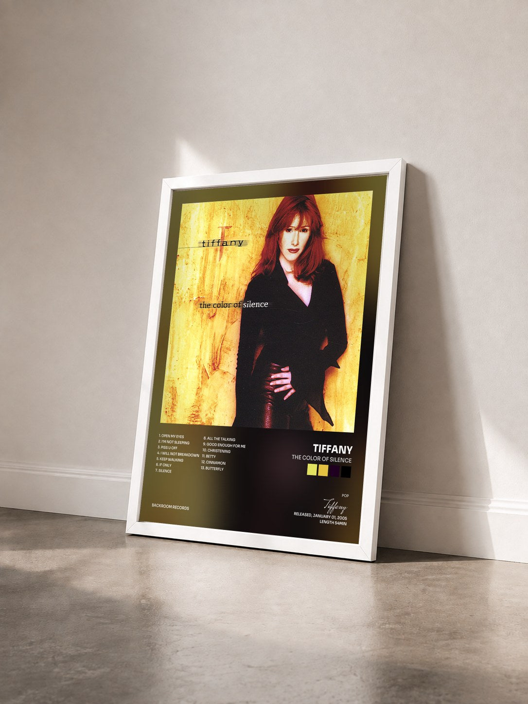 #blanc Tableau de l'album The Color Of Silence de Tiffany vu de trois quarts, cadre blanc