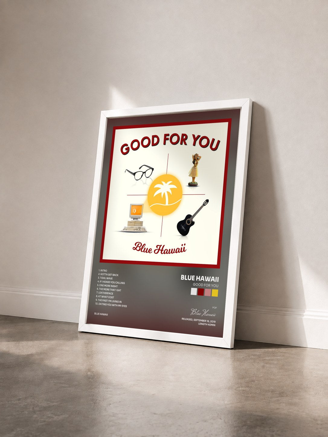 #blanc Tableau de l'album Good for You de Blue Hawaii vu de trois quarts, cadre blanc