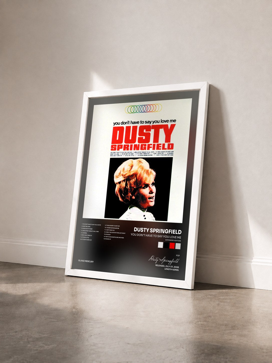 #blanc Tableau de l'album You Don't Have To Say You Love Me (Expanded Edition) de Dusty Springfield vu de trois quarts, cadre blanc