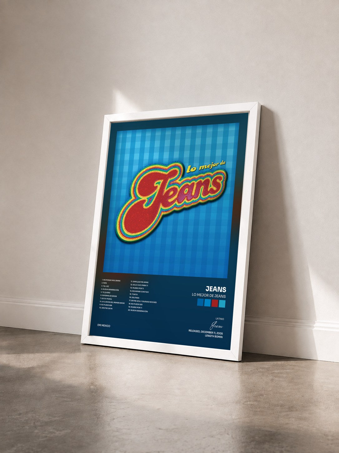 #blanc Tableau de l'album Lo Mejor De Jeans de Jeans vu de trois quarts, cadre blanc