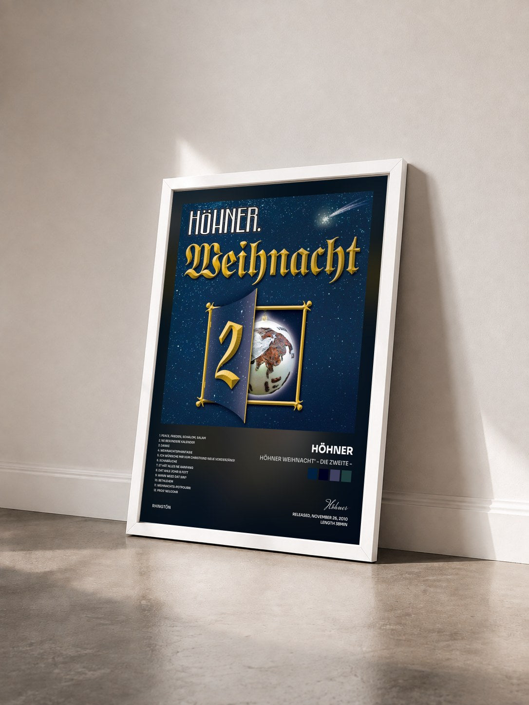 #blanc Tableau de l'album Höhner Weihnacht' - Die Zweite - de Höhner vu de trois quarts, cadre blanc