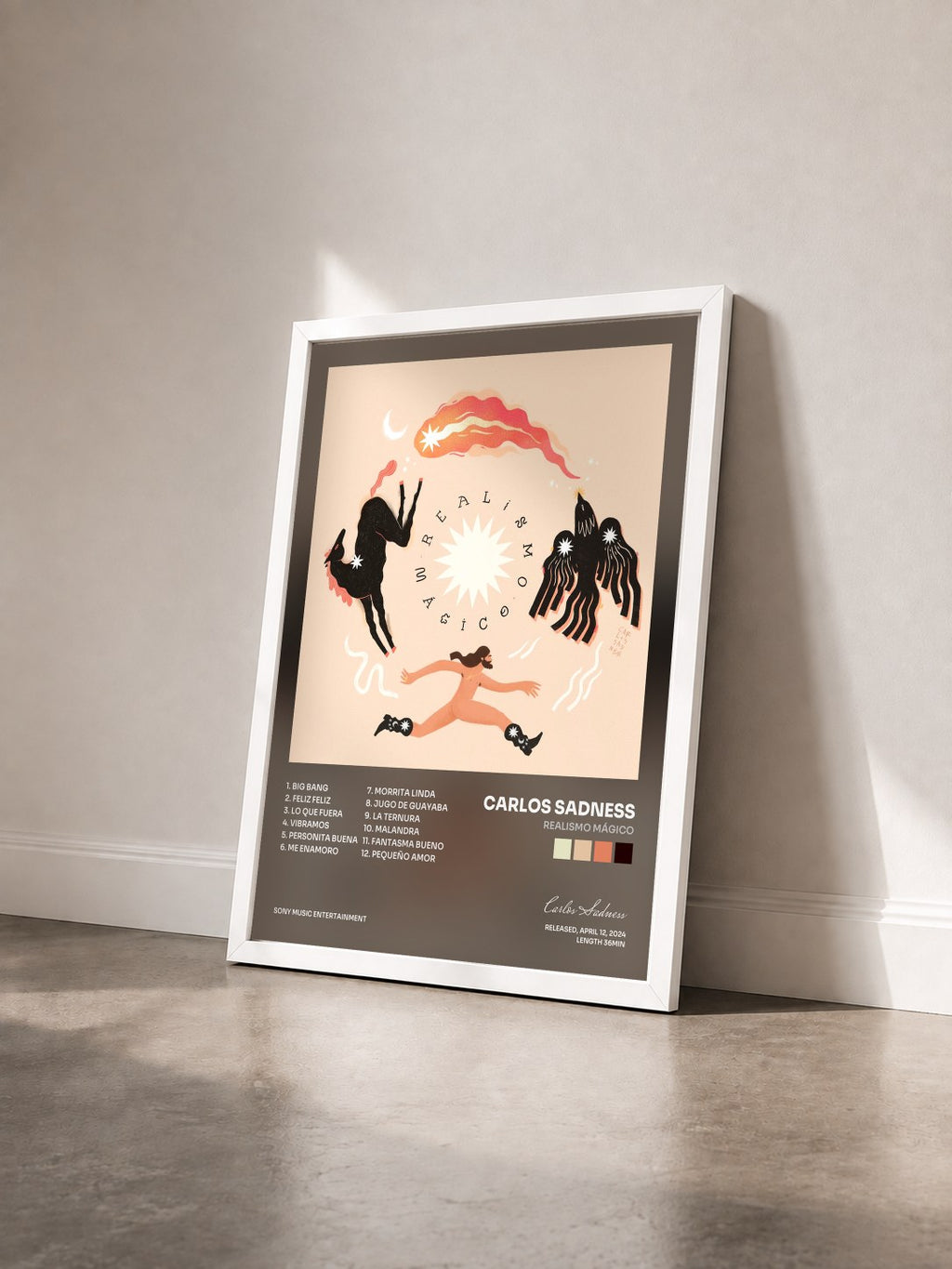 #blanc Realismo Mágico by Carlos Sadness as a framed art print seen at an angle, white frame
