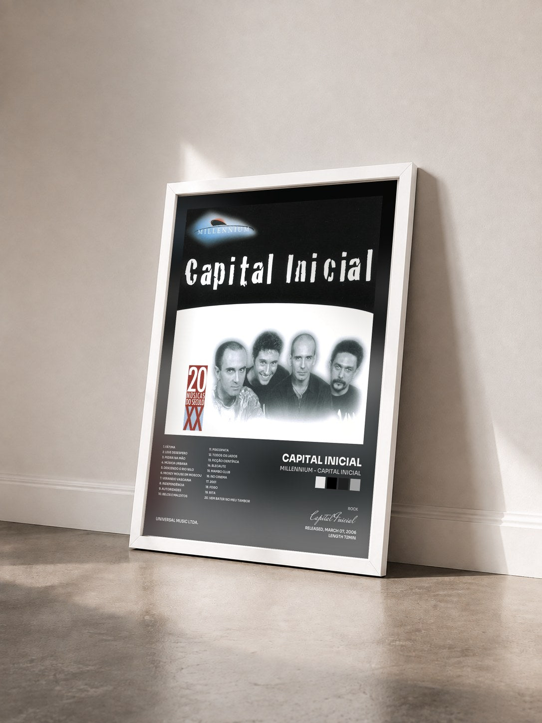 #blanc Tableau de l'album Millennium - Capital Inicial de Capital Inicial vu de trois quarts, cadre blanc