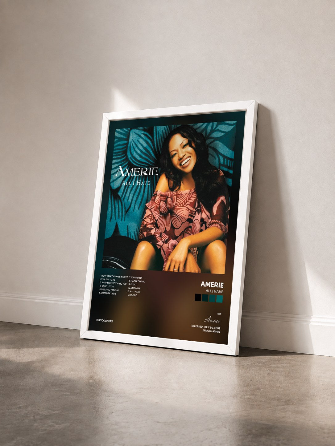 #blanc Tableau de l'album All I Have de Amerie vu de trois quarts, cadre blanc