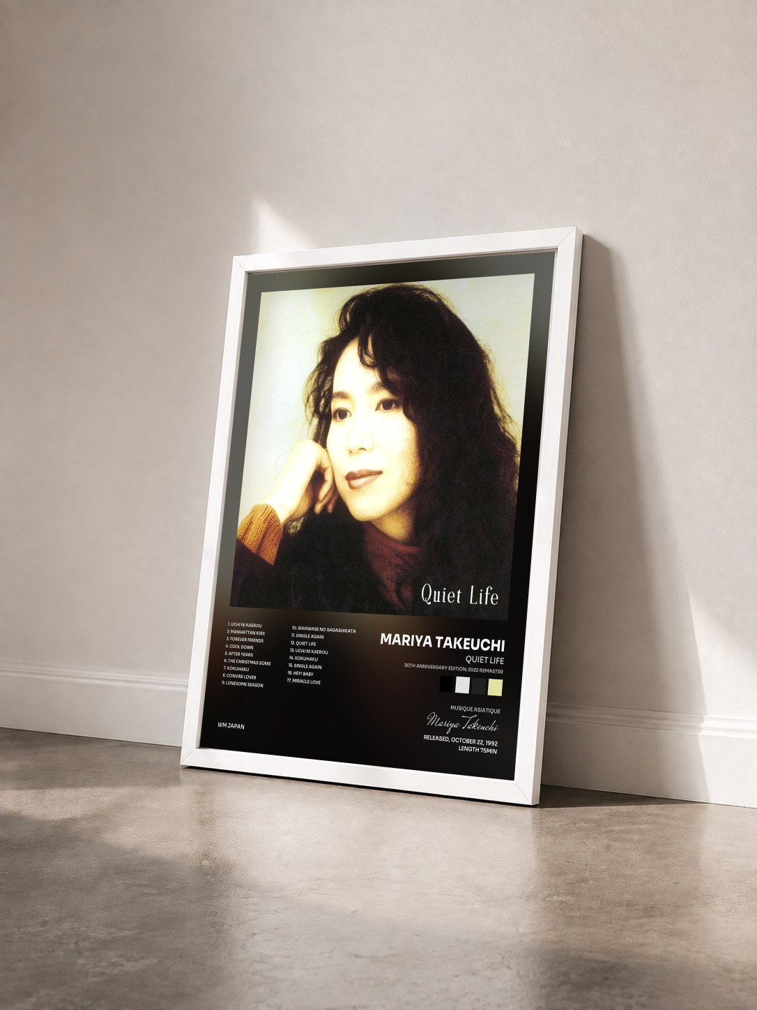#blanc Tableau de l'album Quiet Life (30th Anniversary Edition; 2022 Remaster) de Mariya Takeuchi vu de trois quarts, cadre blanc