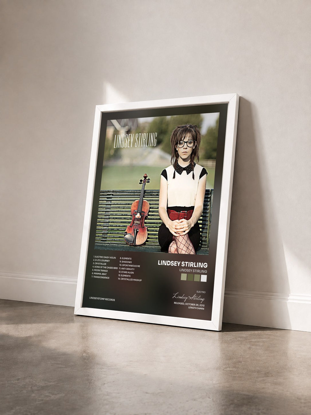 #blanc Tableau de l'album Lindsey Stirling de Lindsey Stirling vu de trois quarts, cadre blanc
