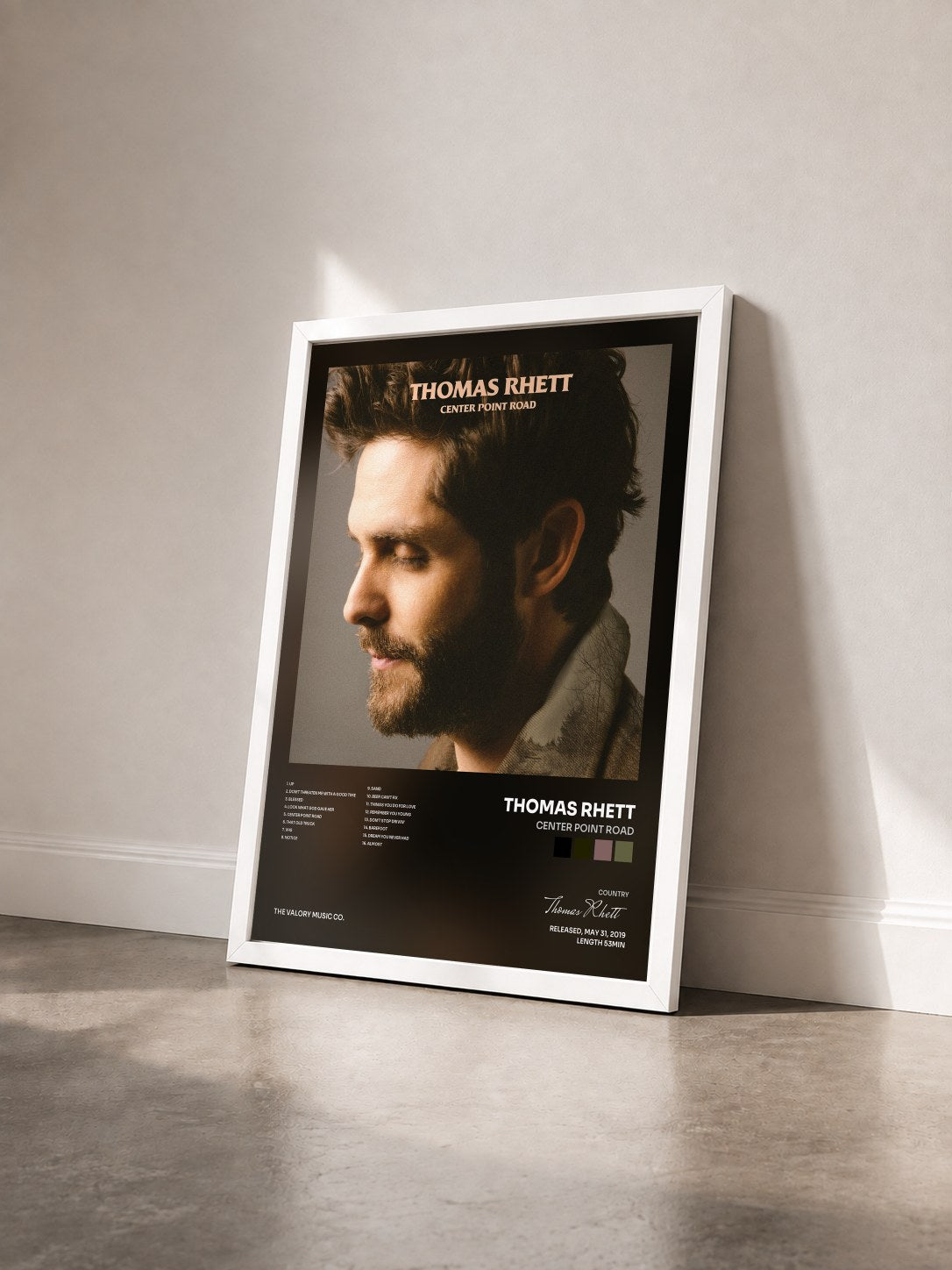 #blanc Tableau de l'album Center Point Road de Thomas Rhett vu de trois quarts, cadre blanc