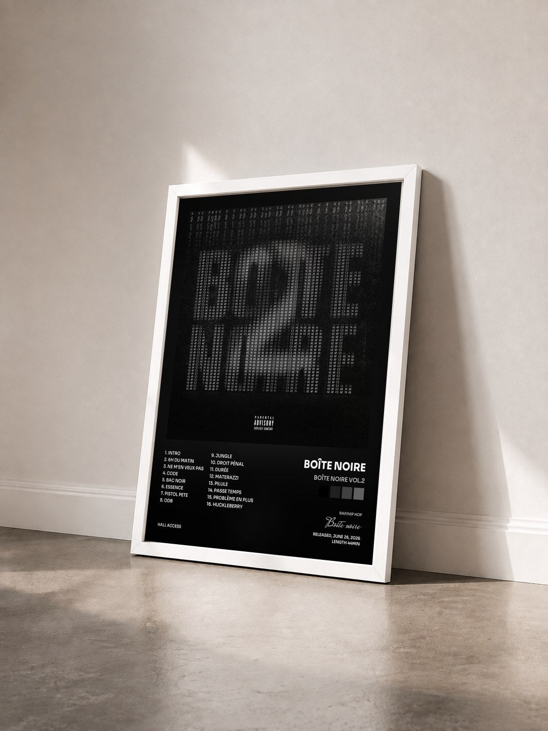 #blanc Tableau de l'album Boîte Noire Vol.2 de Boîte noire vu de trois quarts, cadre blanc