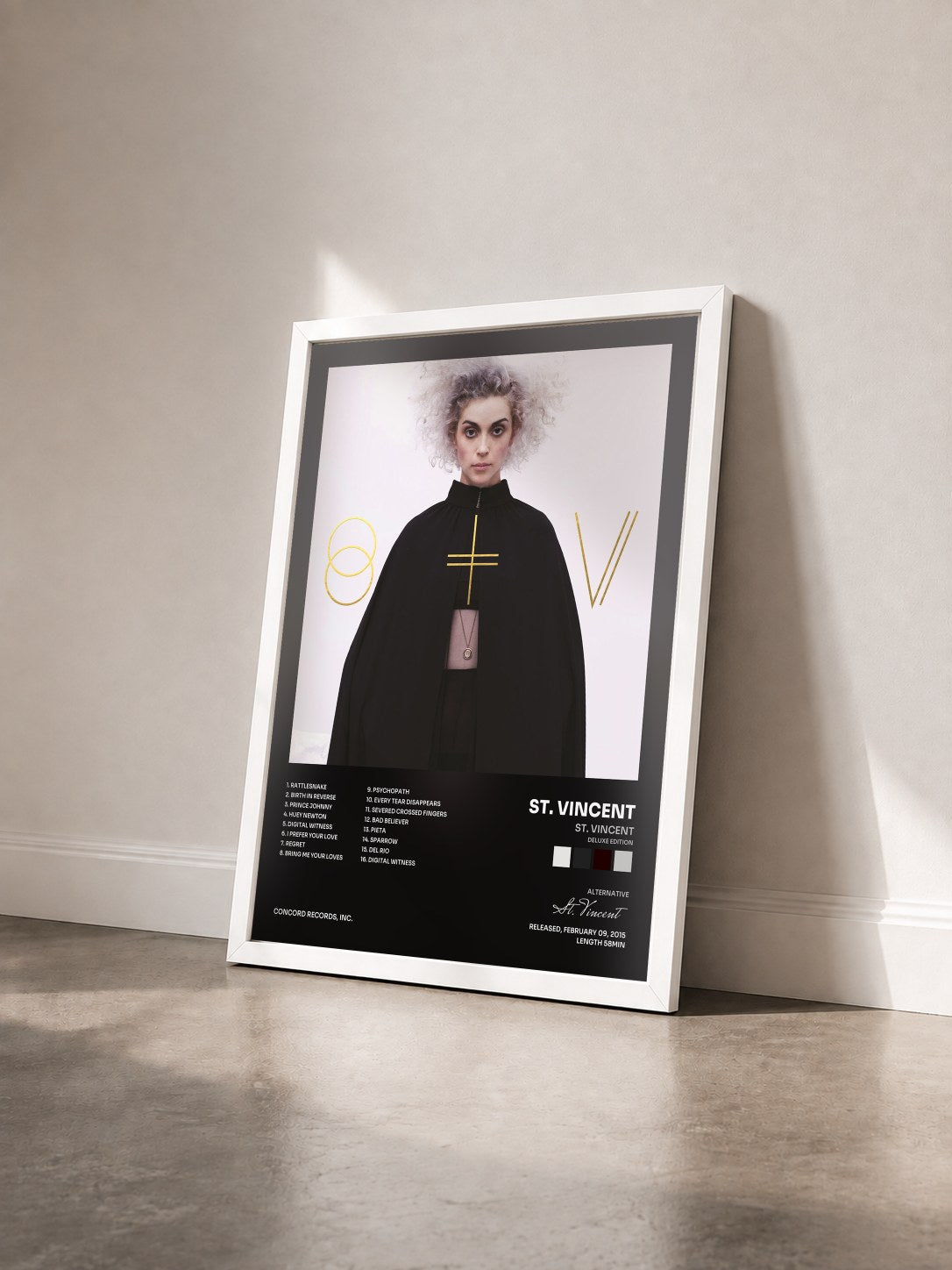 #blanc Tableau de l'album St. Vincent (Deluxe Edition) de St. Vincent vu de trois quarts, cadre blanc
