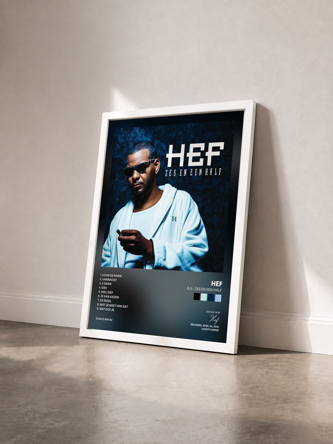 #blanc Tableau de l'album 6,5 - Zes En Een Half de Hef vu de trois quarts, cadre blanc
