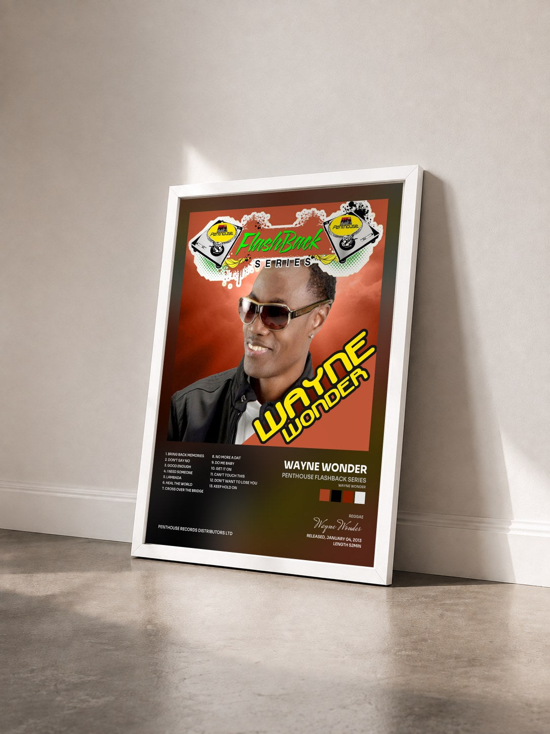 #blanc Tableau de l'album Penthouse Flashback Series (Wayne Wonder) Vol. 1 de Wayne Wonder vu de trois quarts, cadre blanc