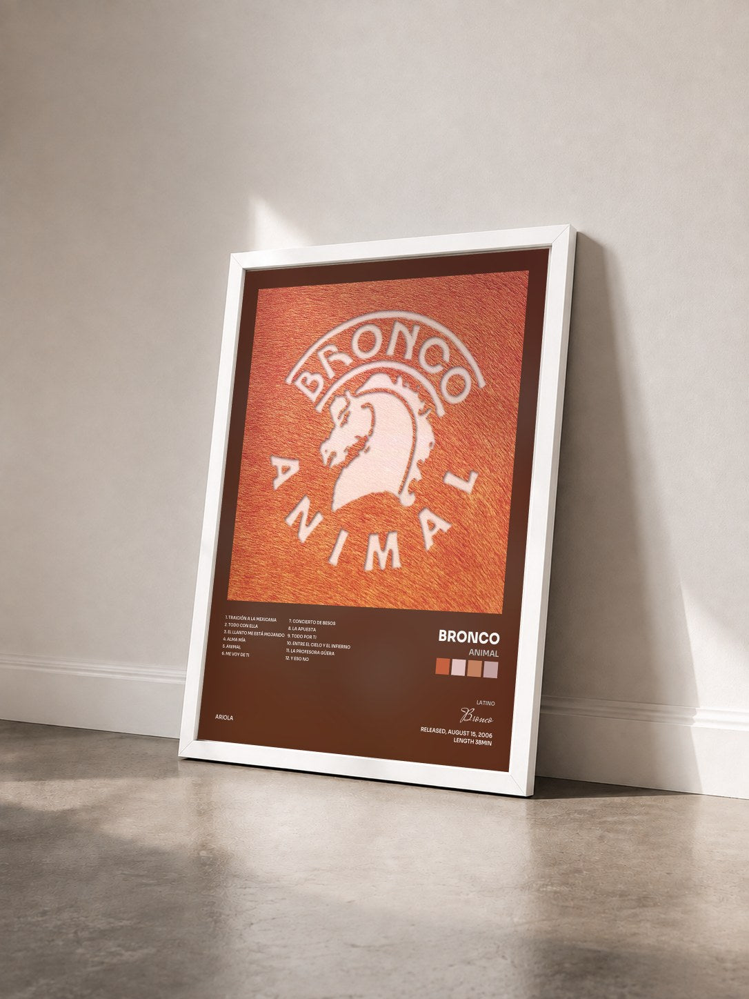 #blanc Tableau de l'album Animal de Bronco vu de trois quarts, cadre blanc