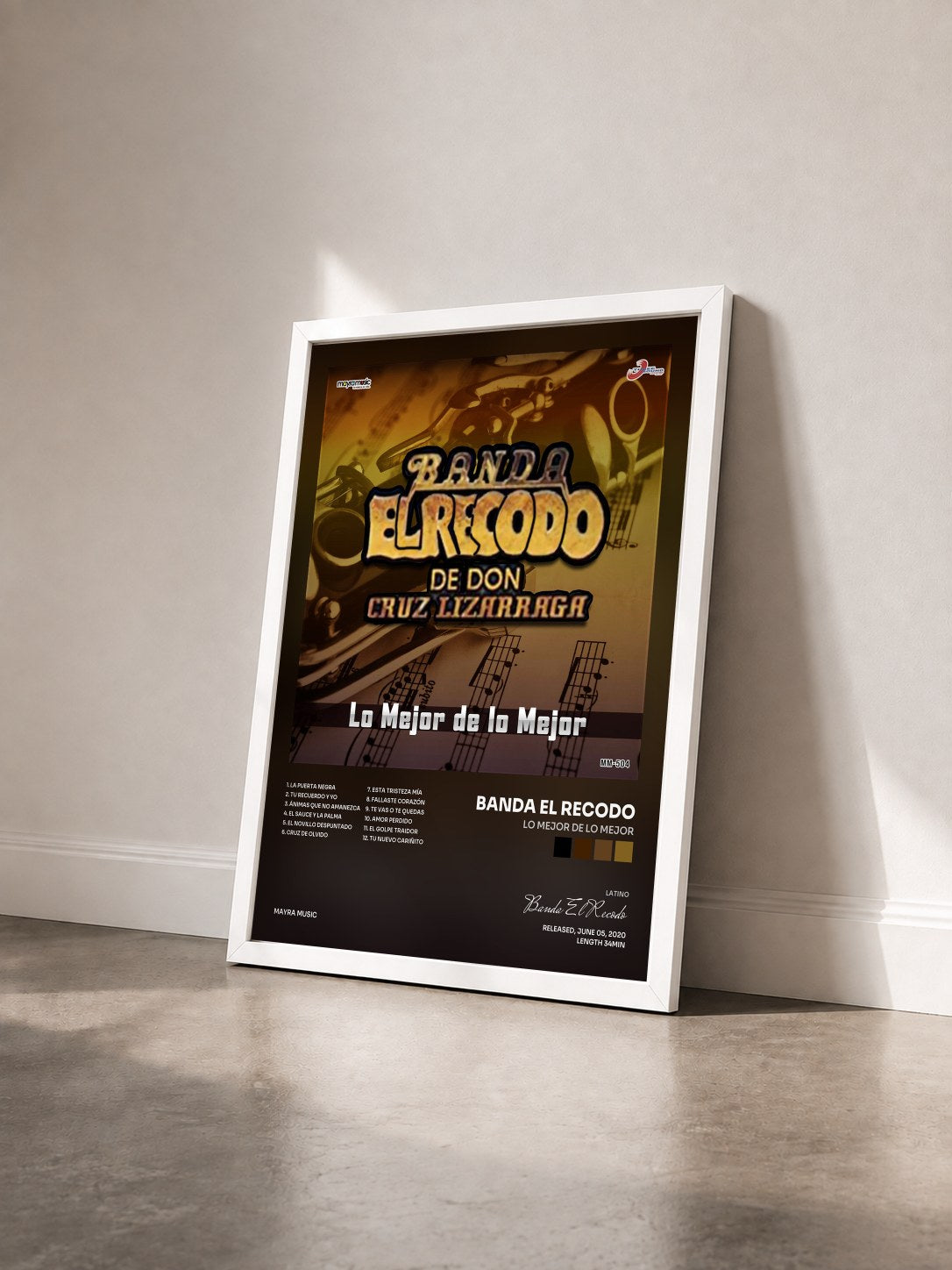 #blanc Tableau de l'album Lo Mejor De Lo Mejor de Banda El Recodo vu de trois quarts, cadre blanc