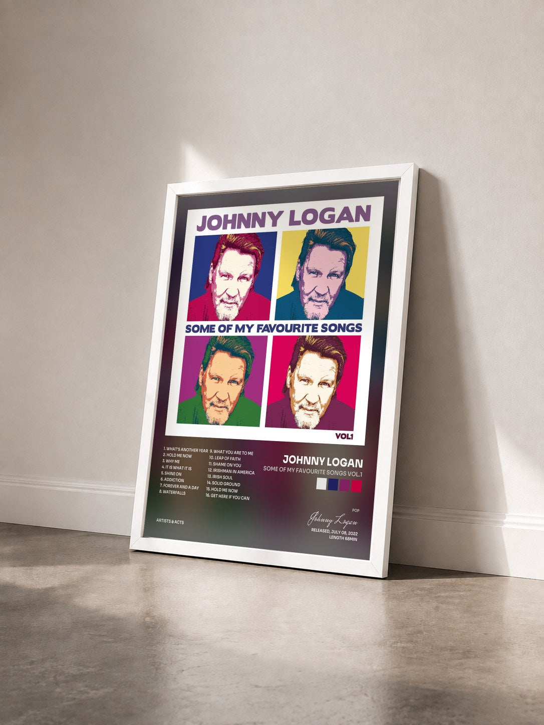 #blanc Tableau de l'album Some Of My Favourite Songs Vol.1 de Johnny Logan vu de trois quarts, cadre blanc