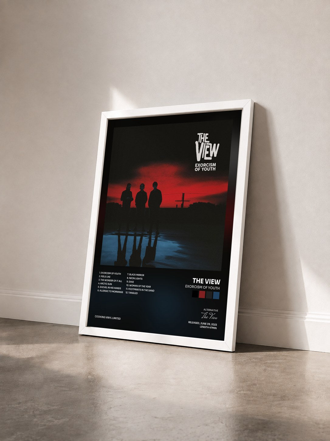 #blanc Tableau de l'album Exorcism of Youth de The View vu de trois quarts, cadre blanc