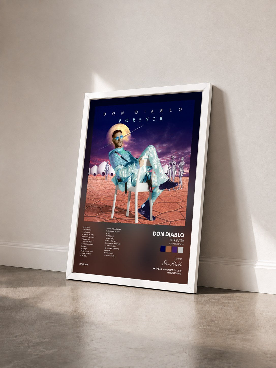 #blanc Tableau de l'album FORΞVΞR (DΞLUXΞ ΞDITION) de Don Diablo vu de trois quarts, cadre blanc