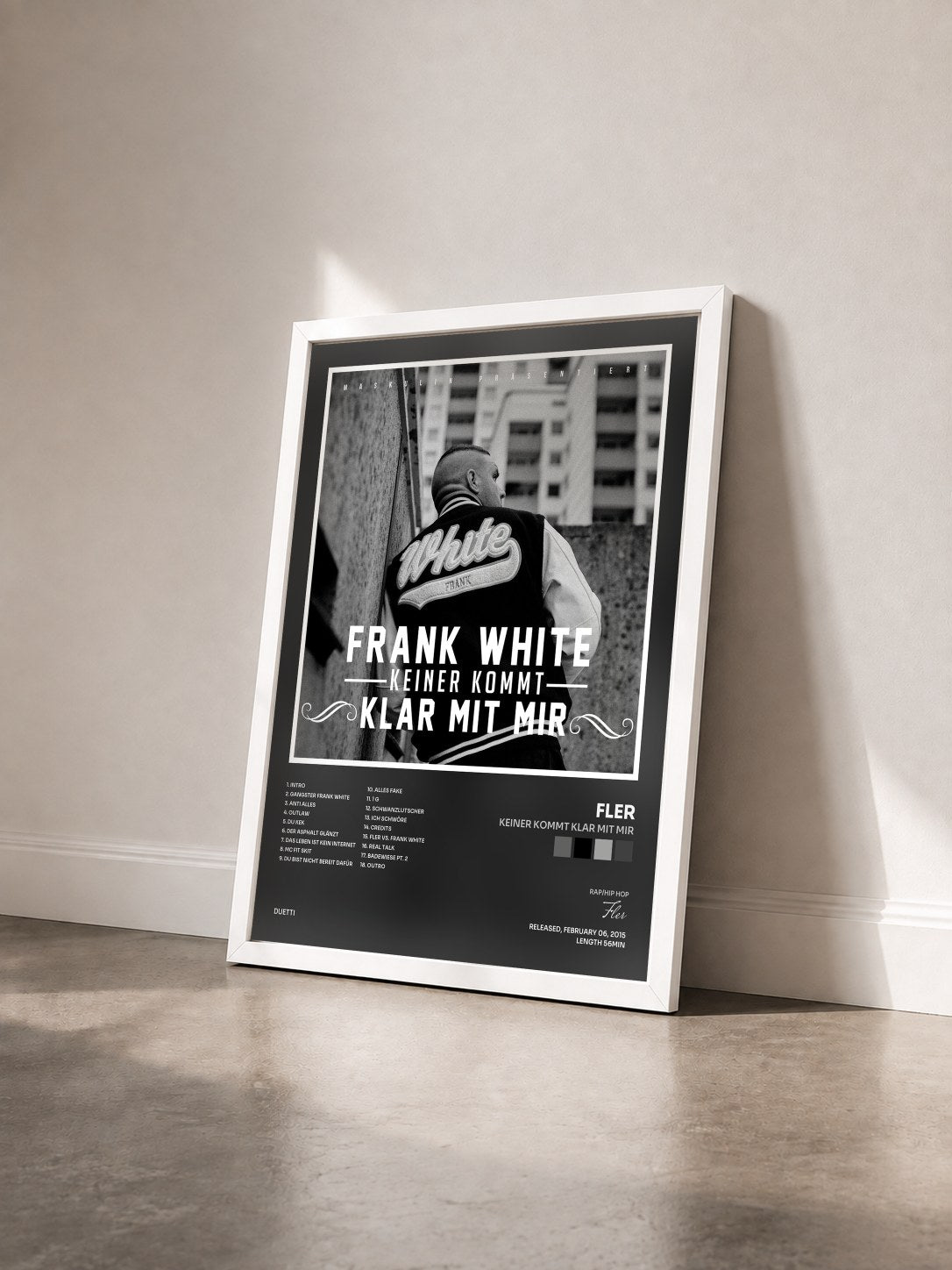 #blanc Tableau de l'album Keiner kommt klar mit mir de Fler vu de trois quarts, cadre blanc