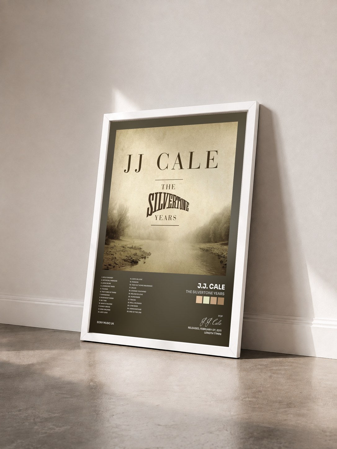 #blanc Tableau de l'album The Silvertone Years de J.J. Cale vu de trois quarts, cadre blanc
