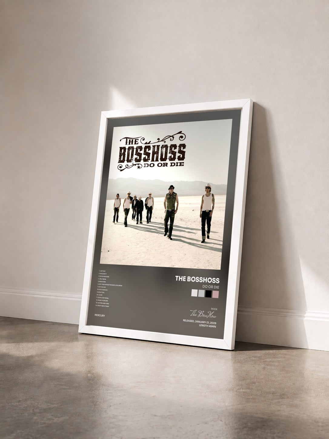 #blanc Tableau de l'album Do Or Die de The BossHoss vu de trois quarts, cadre blanc