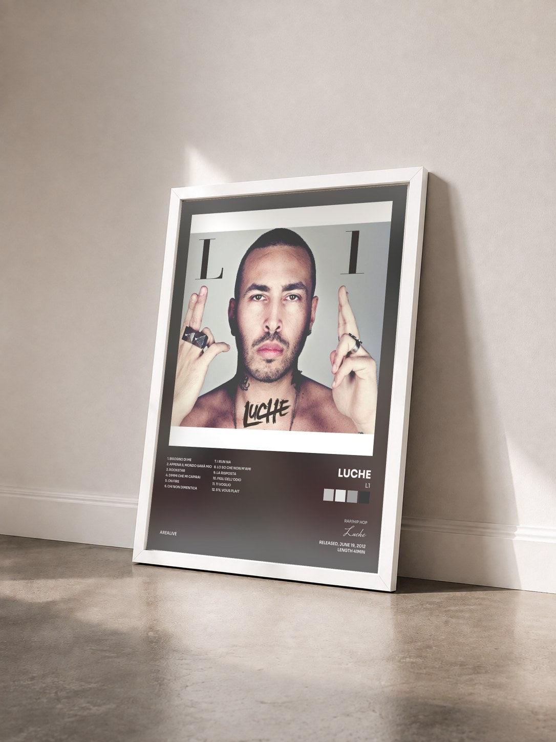 #blanc Tableau de l'album L1 de Luche vu de trois quarts, cadre blanc