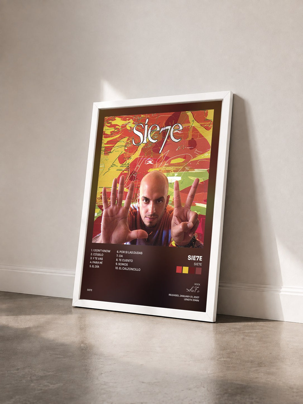 #blanc Sie7e by Sie7e as a framed art print seen at an angle, white frame