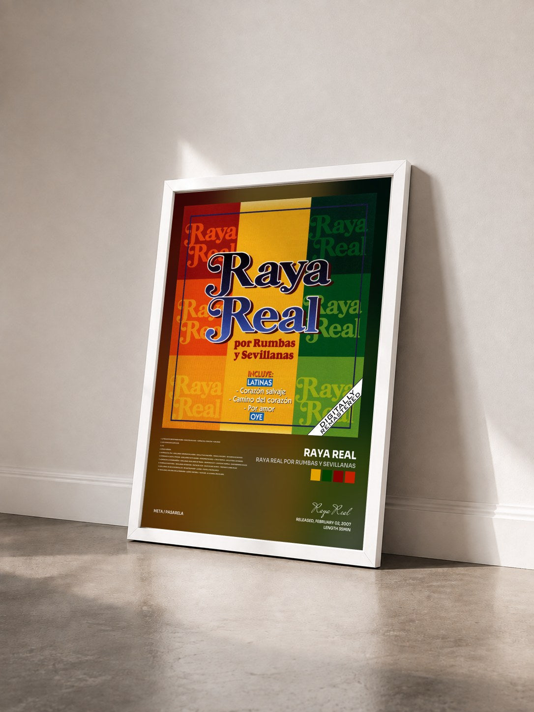 #blanc Tableau de l'album Raya Real Por Rumbas Y Sevillanas de Raya Real vu de trois quarts, cadre blanc