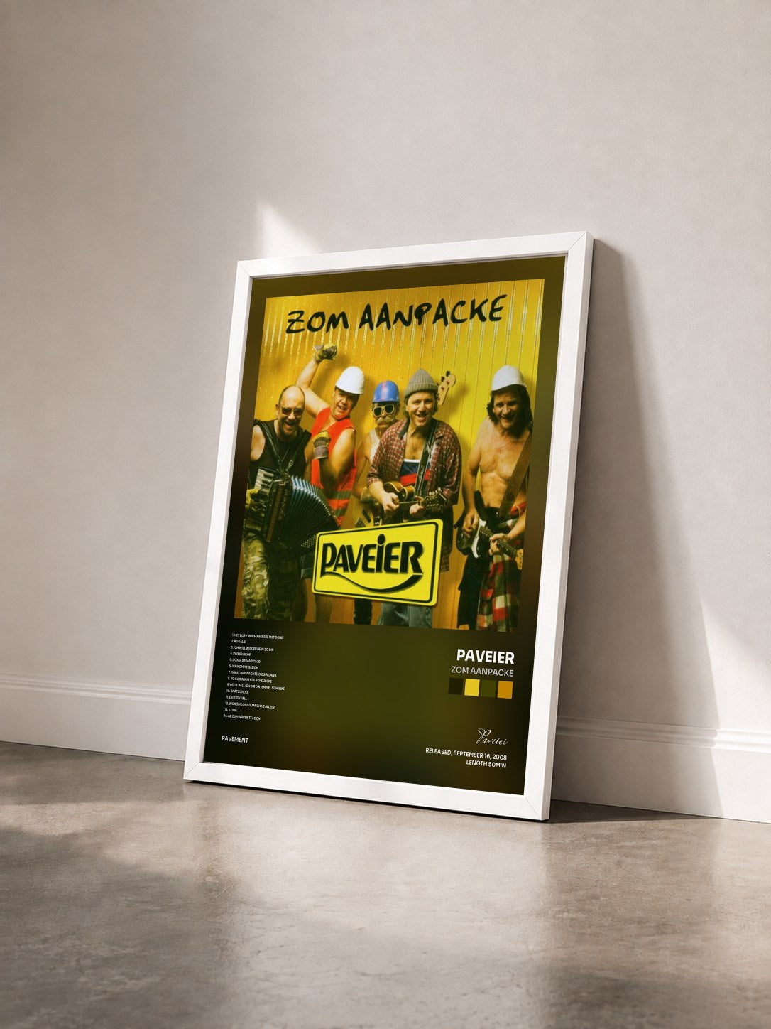 #blanc Tableau de l'album Zom Aanpacke de Paveier vu de trois quarts, cadre blanc